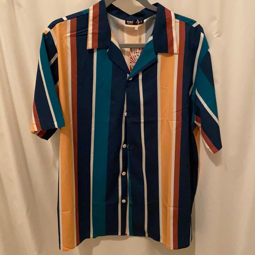 Colored striped short button down